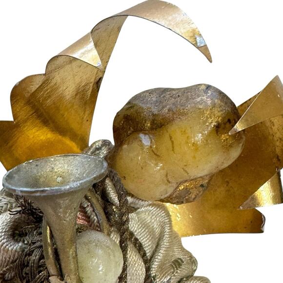 KOESTEL Angel Tree Topper Ornament Holding Trumpet Vtg WAX 6” Made In Germany - Picture 2 of 8